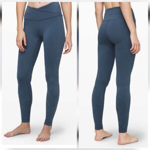 Lululemon Always On High-Rise Tight 28" Flocked Everlux Floral Code Blue Size 8